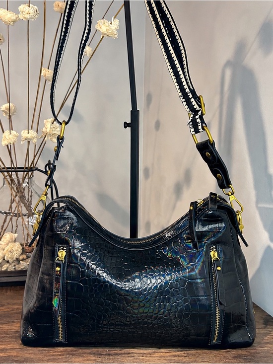 Sharif Handbags - Sharif Legacy Milano Oil Slick Croc Embossed Satchel Crossbody NWOT